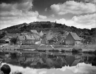 Neckargmünd-Dilsberg. Ortsteilansicht vom Neckar