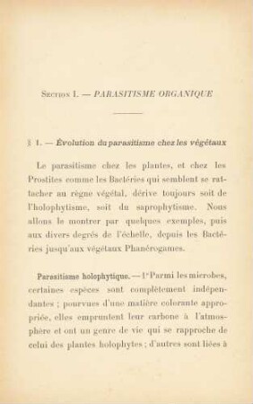 Section I. - Parasitisme Organique