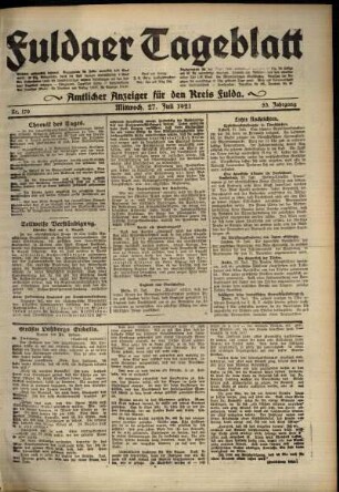 Ausgabe vom Mittwoch, den 27. Juli 1921.