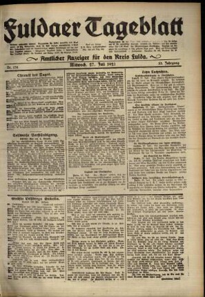 Ausgabe vom Mittwoch, den 27. Juli 1921.