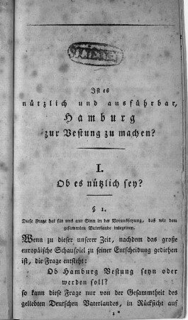 I. Ob es nützlich sey?