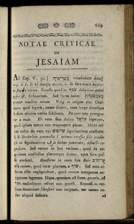 Notae Criticae In Jesaiam.