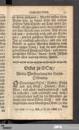 Gebet zu GOtt / Um die Versiegelung der Heyls-Ordnung.