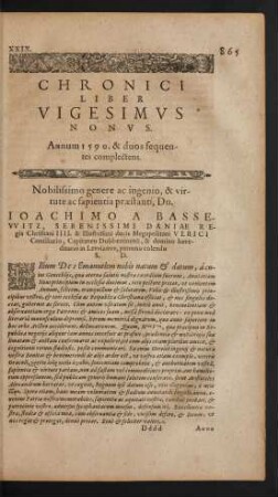 Chronici Liber Vigesimus Nonus. Annum 1590. & duos sequentes complectens.
