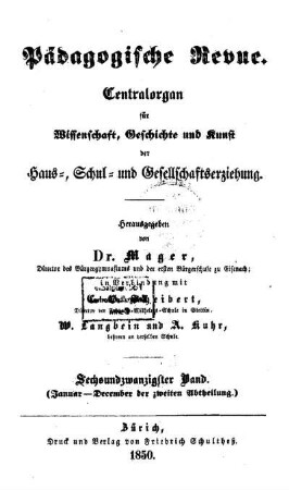 Titelblatt für Hefte 1 - 12 der zweiten Abteilung