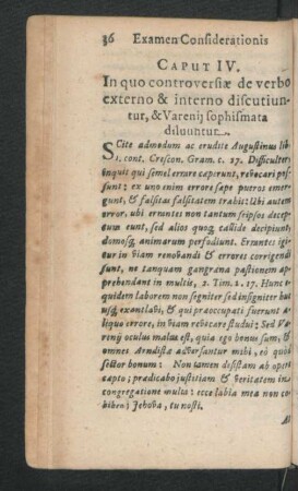 Caput IV. In quo controversiae de verbo externo & interno discutiuntur, & Varenii sophismata diluuntur.