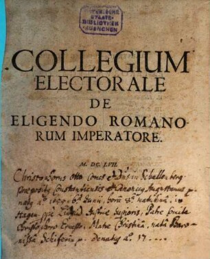 Collegium Electorale De Eligendo Romanorum Imperatore
