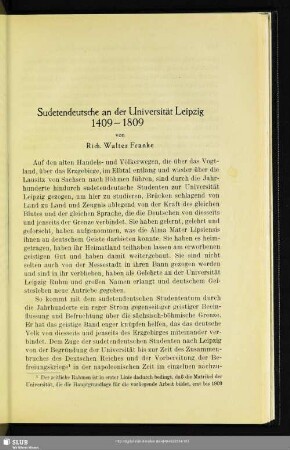 Sudetendeutsche an der Universität Leipzig 1409–1809