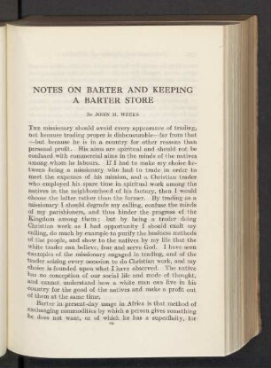 Notes on barter and keeping a barter store