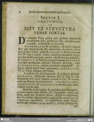 Sectio I. Anatomica, De Situ Et Structura Venae Portae