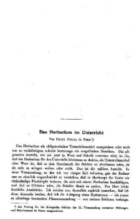 Das Herbarium im Unterricht