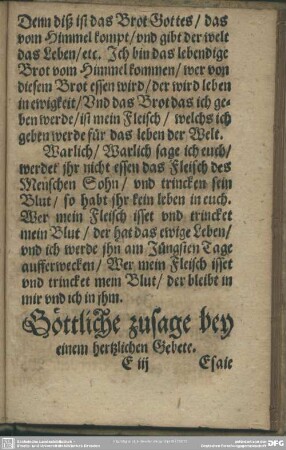 Göttliche zusage bey einem hertzlichen Gebete