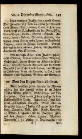 m) Von den Ungarischen Ländern.