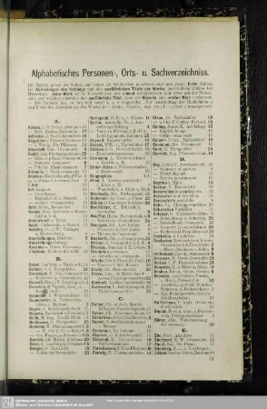 Alphabetisches Personen-, Orts- u. Sachverzeichniss
