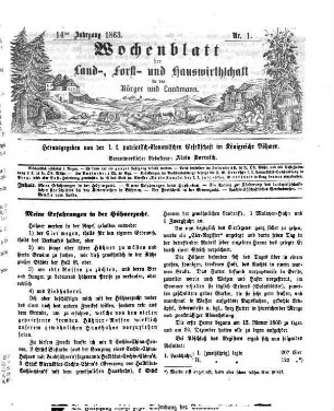 Wochenblatt der Land-, Forst- und Hauswirthschaft für den Bürger und Landmann. 14. 1863