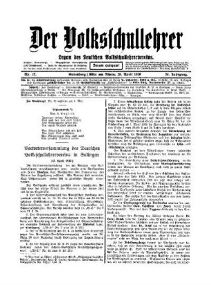 Vertreterversammlung des Deutschen Volksschullehrervereins in Solingen : (13. April 1926)