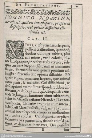 Cognito Nomine, necesse est quid rei investigare, propterea descriptio, vel potiu diffinito elicienda est. Cap. II.