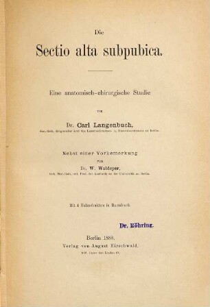 Die Sectio alta subpubica : eine anatomisch-chirurgische Studie