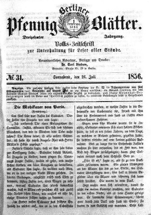 No. 31, Sonnabend, den 26. Juli
