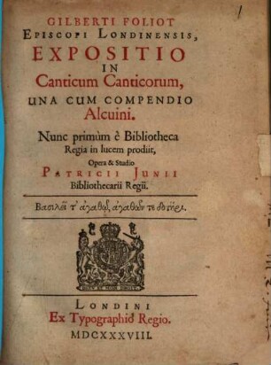 Expositio in canticum canticorum : una cum compendio Alcuini