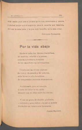 Por la vida abajo