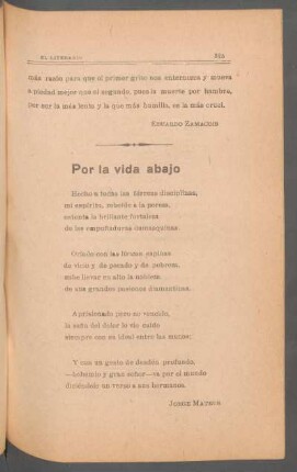 Por la vida abajo