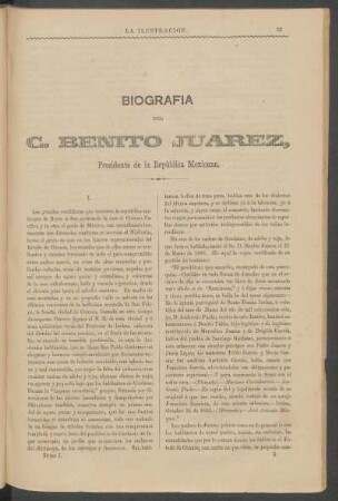Biografía del C. Benito Juárez, Presidente de la República Mexicana. - [Inicio.]