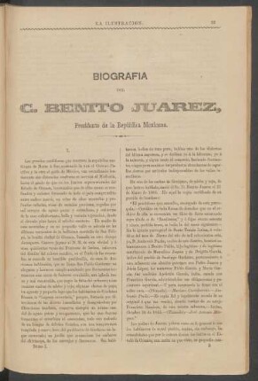 Biografía del C. Benito Juárez, Presidente de la República Mexicana. - [Inicio.]