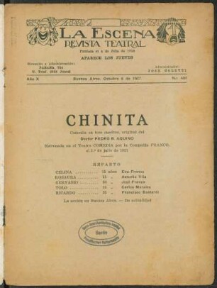 Chinita : comedia en tres cuadros