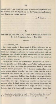 C. Brief van den Gouv. Gen. J. Pz. Coen en Rade aan Bewindhebbers der O. I. Compagnie, in d. Nov. 1621