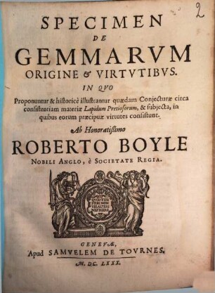 Specimen de gemmarum origine et virtute
