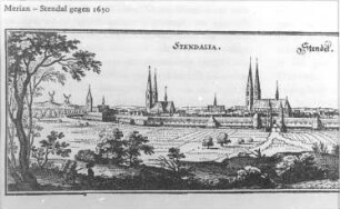 Stendal. Stadtansicht, Merian, um 1650, Repro, Ausschnitt