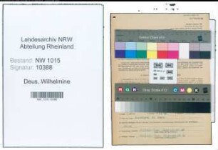 Entnazifizierung Wilhelmine Deus , geb. 12.03.1898 (Lehrerin)