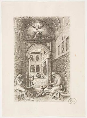 Maria und Anna (Elisabeth?) in einer Renaissancearchitektur