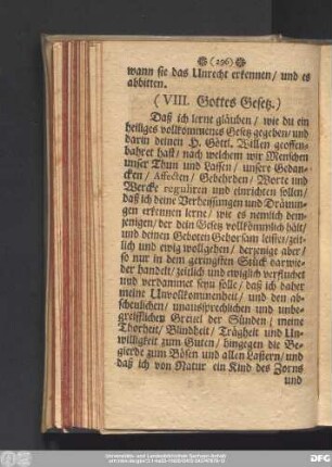 (VIII. Gottes Gesetz.)