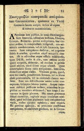 [Skiagraphia] compendi antiquitatum Germanicum, quatenus ex Taciti [...].