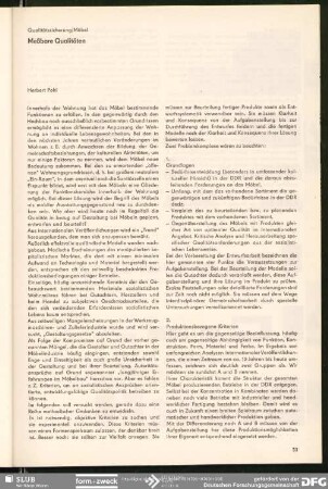 Meßbare Qualitäten : Qualitätssicherung/Möbel