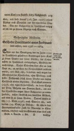 Sechszigster Abschnitt. Geschichte Teutschlands unter Ferdinand dem ersten, von 1556-1564