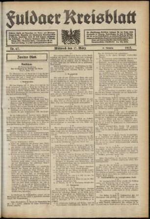 Zweite Ausgabe vom Mittwoch, den 17. März 1915.