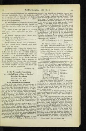 Dritte Generalversammlung des "Katholischen Lehrerverbandes" Provinz Rheinland zu Köln Ostern 1894