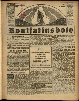 Erste Ausgabe vom Sonntag, den 03. Januar 1932.