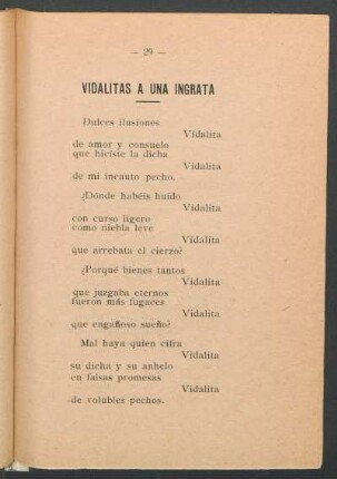 Vidalitas á una ingrata