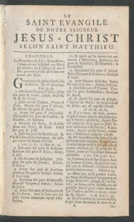 Le Saint Evangile De Notre Seigneur Jesus-Christ Selon Saint Matthieu