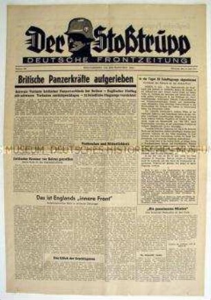 Kriegszeitung einer Wehrmachtseinheit "Der Stoßtrupp" überwiegend zum Krieg gegen Großbritannien