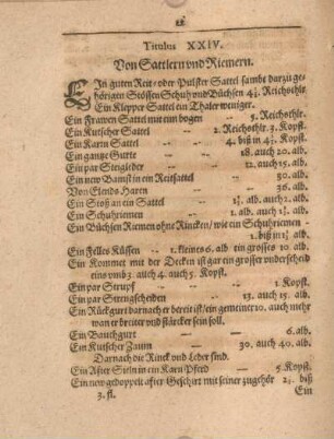 Titulus XXIV. Von Sattlern und Riemern.