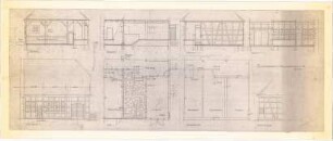 Döllgast, Hans; Prichsenstadt (Bayern); Ev. Pfarrkirche mit Jugendheim - Grundriss EG; Fundamente; Ansichten; Schnitte