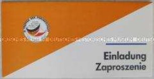 Einladungskarte zum Empfang des FDJ-Zentralrats anlässlich des III. Treffens der Freundschaft zwischen der Jugend der DDR und der VR Polen in Cottbus 1986