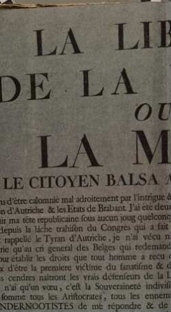 La Liberte De La Presse Ou La Mort : Le Citoyen Balsa A Ses Concitoyens