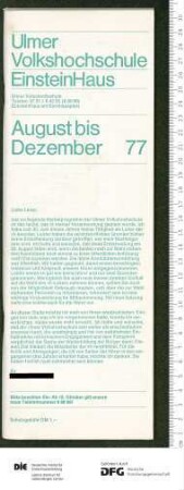 Programm 1. Trimester 1977/1978