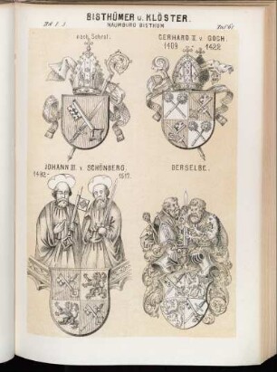 Taf. 65. Naumburg Bisthum. - nach Schrot. - Gerhard II. v. Goch. 1409 - 1422. - Johann III. v. Schönberg. 1492 - 1517. - Derselbe.